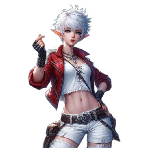 jacket, staff, weapon, concept art, fantasy art, cyberpunk, pixel art, red transparent PNG cut-out