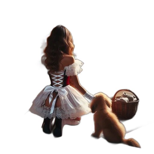 dress, hair, animal, staff, concept art, 3d render, photorealistic, fantasy art transparent PNG cut-out