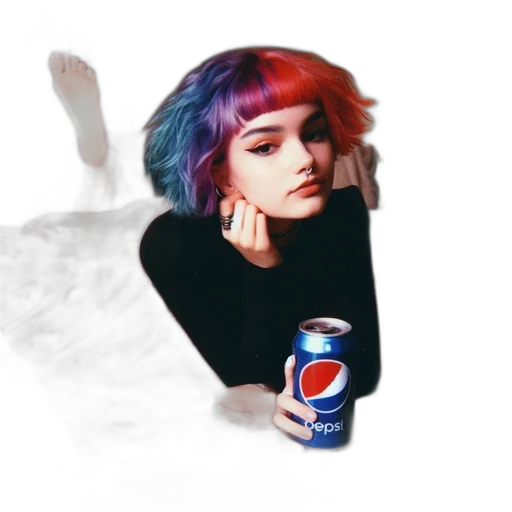 bottle, jacket, creature, hair, vaporwave, pixel art, concept art, cyberpunk transparent PNG cut-out