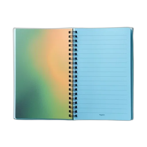 pastel, spiral-bound, notebook, blue, cover, featuring, gradient, green transparent PNG cut-out