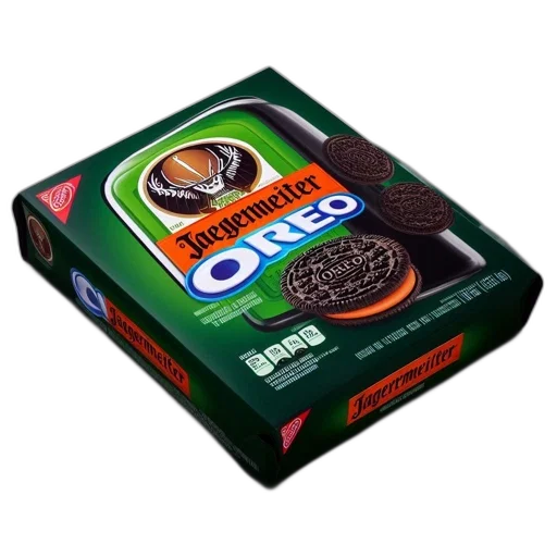 food, 3d render, image, shows, box, containing, jagermeister, oreos transparent PNG cut-out