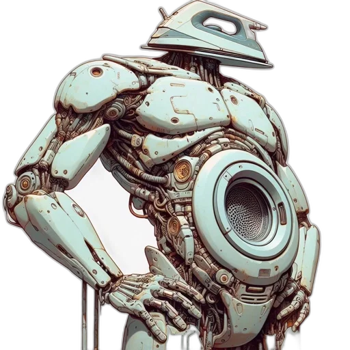 robot, creature, animal, face, concept art, cyberpunk, comic book art, 3d render transparent PNG cut-out