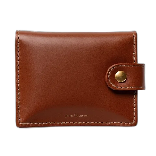 brown, leather, wallet, visible, stitching, detail, edges, snap transparent PNG cut-out