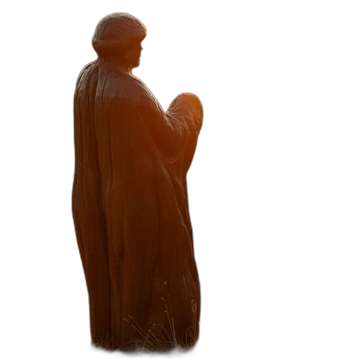 dress, staff, jacket, hair, 3d render, photorealistic, concept art, golden transparent PNG cut-out