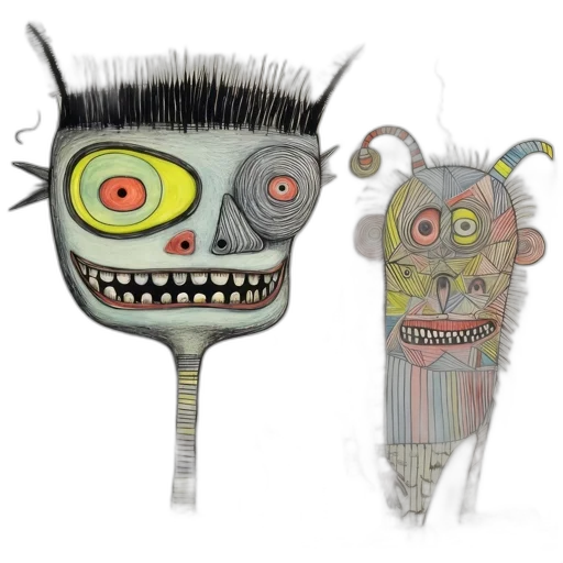 mask, staff, robot, creature, concept art, 3d render, cartoon, fantasy art transparent PNG cut-out