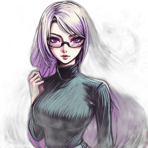 dress, staff, robot, face, anime, fantasy art, comic book art, watercolor transparent PNG cut-out