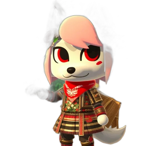 staff, jacket, animal, mask, concept art, 3d render, pixel art, fantasy art transparent PNG cut-out