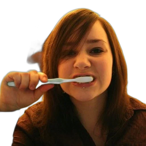 staff, food, photorealistic, 3d render, woman, brown, hair, brushing transparent PNG cut-out