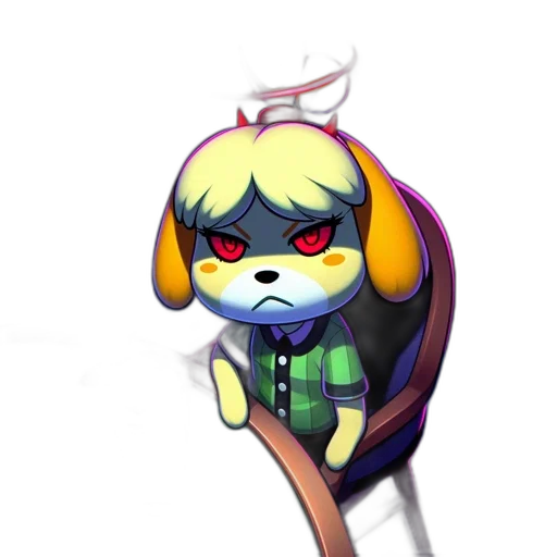 staff, animal, jacket, creature, concept art, pixel art, 3d render, cartoon transparent PNG cut-out