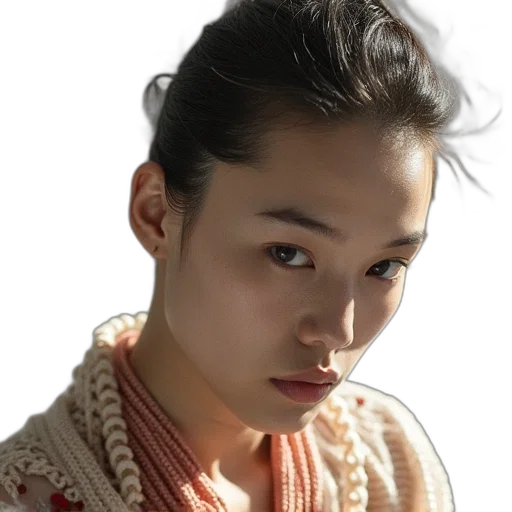 face, staff, jewelry, jacket, photorealistic, oil painting, 3d render, fantasy art transparent PNG cut-out
