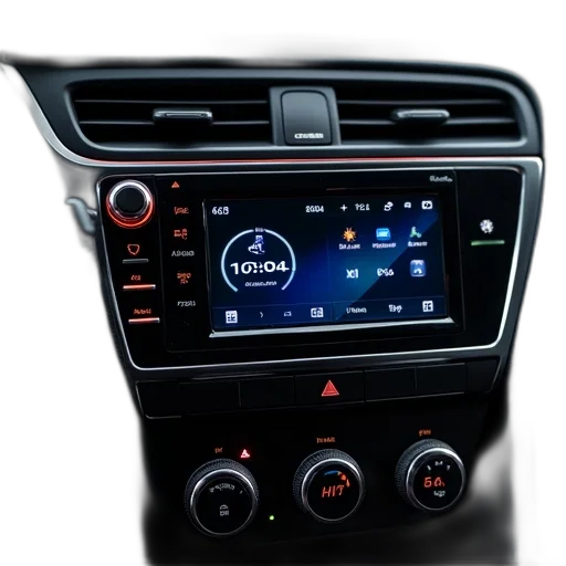 car, modern, stereo, system, digital, display, showing, time transparent PNG cut-out