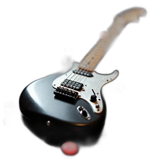 weapon, 3d render, photorealistic, concept art, miniature, electric, guitar, black transparent PNG cut-out
