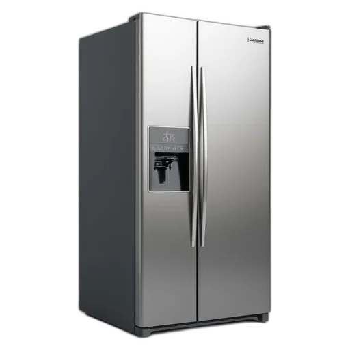 robot, 3d render, modern, stainless, steel, refrigerator, digital, temperature transparent PNG cut-out