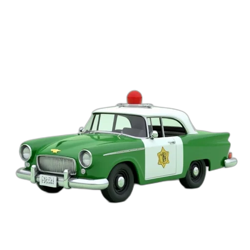 car, staff, 3d render, concept art, green, white, sheriff, model transparent PNG cut-out