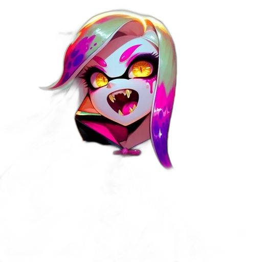 mask, creature, face, hair, concept art, pixel art, vaporwave, 3d render transparent PNG cut-out