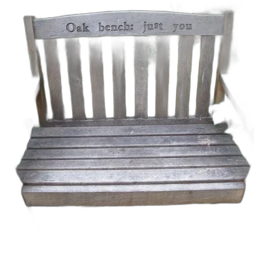 furniture, 3d render, wooden, bench, words, oak, just, engraved transparent PNG cut-out