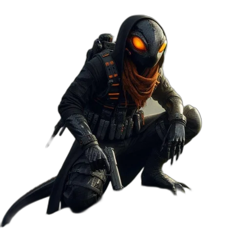 mask, creature, animal, weapon, concept art, cyberpunk, 3d render, fantasy art transparent PNG cut-out
