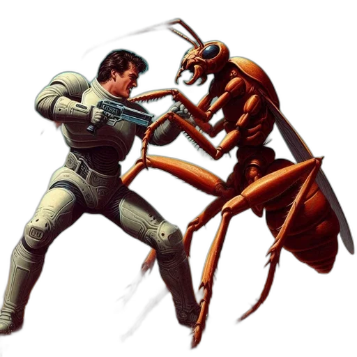robot, weapon, concept art, comic book art, outer space, desert, suited, figure transparent PNG cut-out
