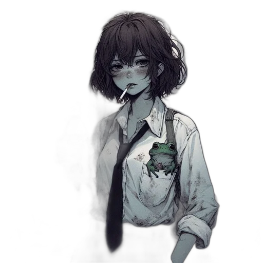 face, jacket, mask, creature, concept art, watercolor, anime, pixel art transparent PNG cut-out