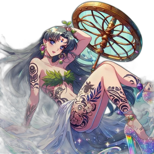 jewelry, staff, weapon, sword, fantasy art, concept art, anime, watercolor transparent PNG cut-out