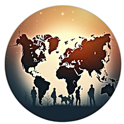 staff, 3d render, concept art, cartoon, outer space, people, around, globe transparent PNG cut-out