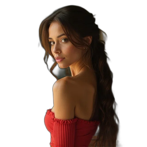 dress, jewelry, hair, photorealistic transparent PNG cut-out