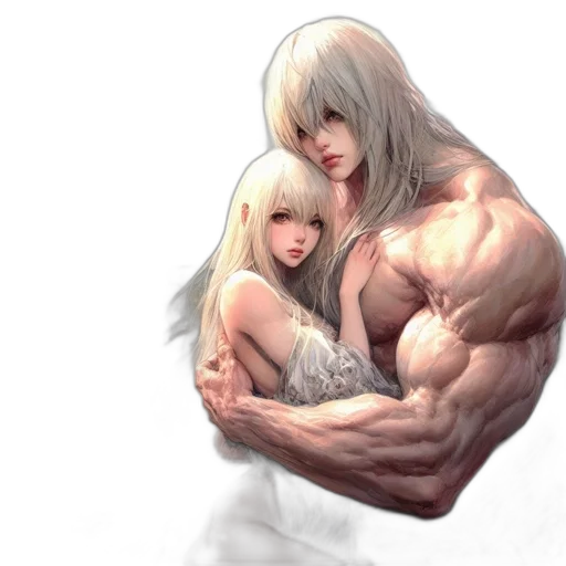 weapon, hair, creature, sword, fantasy art, concept art, photorealistic, anime transparent PNG cut-out