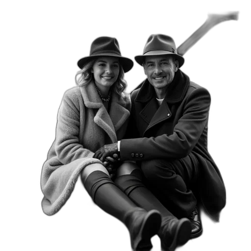 hat, staff, umbrella, photorealistic, pencil sketch, black, white, photograph transparent PNG cut-out