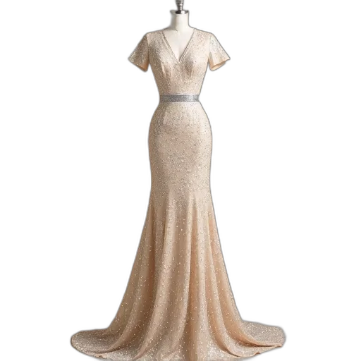 dress, earth tones, beige, floor-length, evening, gown, fitted, bodice transparent PNG cut-out