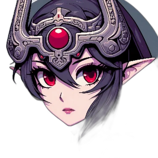 crown, staff, mask, face, fantasy art, pixel art, concept art, anime transparent PNG cut-out