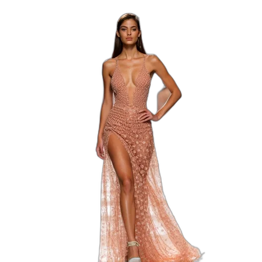 dress, model, walks, runway, during, balencia, fashion, show transparent PNG cut-out
