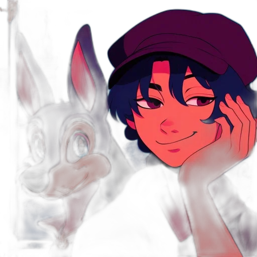 hat, mask, face, concept art, anime, cartoon, watercolor, neon lights transparent PNG cut-out