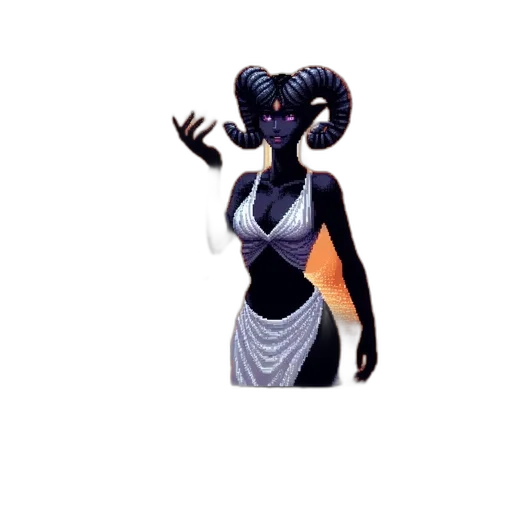 dress, jewelry, staff, mask, concept art, 3d render, fantasy art, pixel art transparent PNG cut-out