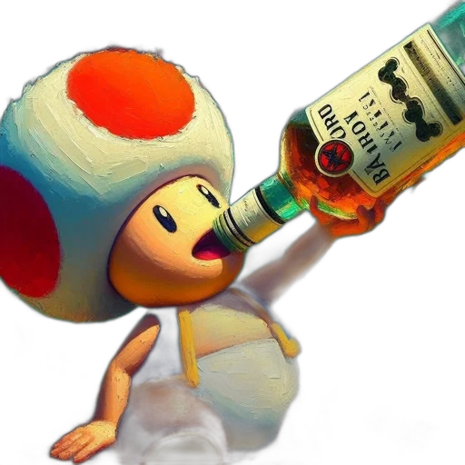 bottle, hat, crown, concept art, 3d render, photorealistic, toad, character transparent PNG cut-out