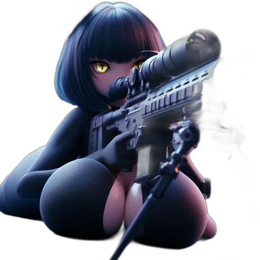 weapon, staff, robot, concept art, cyberpunk, anime, comic book art, anthropomorphic transparent PNG cut-out