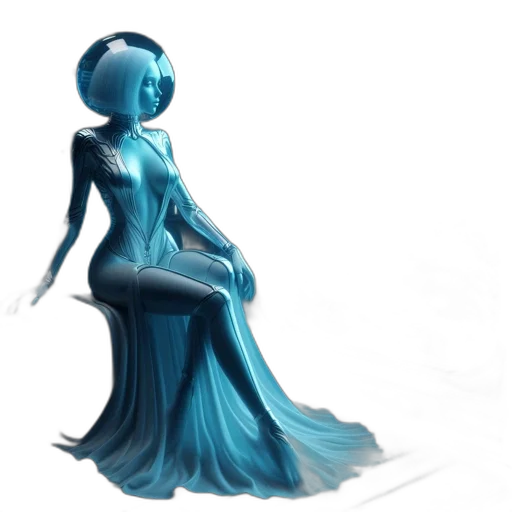 dress, robot, crown, creature, concept art, 3d render, fantasy art, pixel art transparent PNG cut-out