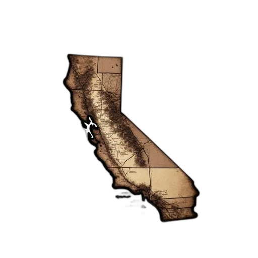 shoes, earth tones, vintage-style, map, california, framed, hanging, white transparent PNG cut-out