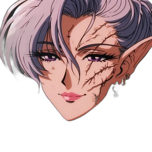 mask, face, creature, hair, vaporwave, anime, watercolor, fantasy art transparent PNG cut-out