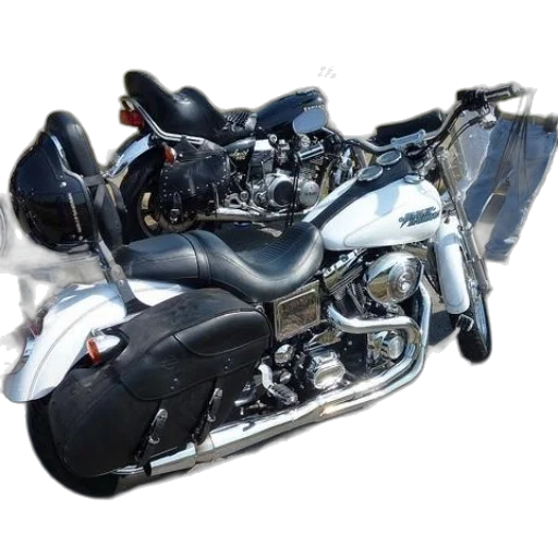 weapon, 3d render, photorealistic, concept art, white, motorcycle, black, saddlebags transparent PNG cut-out