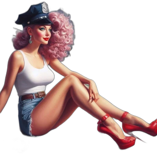 hat, shoes, concept art, cartoon, photorealistic, comic book art, neon lights, woman transparent PNG cut-out