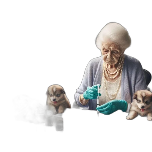 concept art, photorealistic, watercolor, elderly, lady, sits, window-lit, room transparent PNG cut-out
