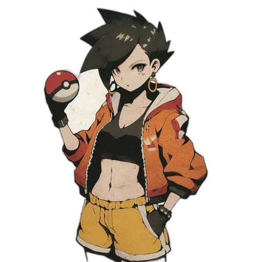 jacket, staff, animal, pixel art, concept art, anime, cartoon, monochrome transparent PNG cut-out