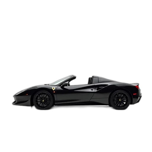 car, 3d render, photorealistic, sleek, black, sports, convertible, top transparent PNG cut-out