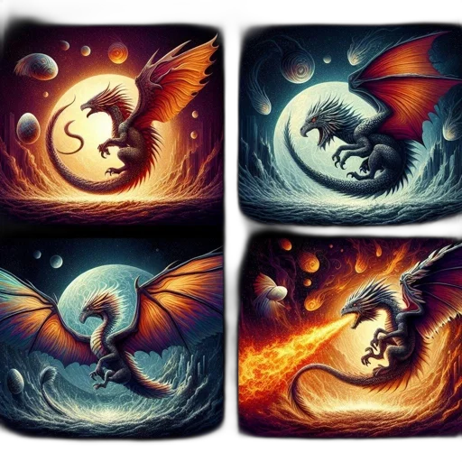 dragon, fantasy art, concept art, comic book art, pixel art, fire, dark, colorful transparent PNG cut-out