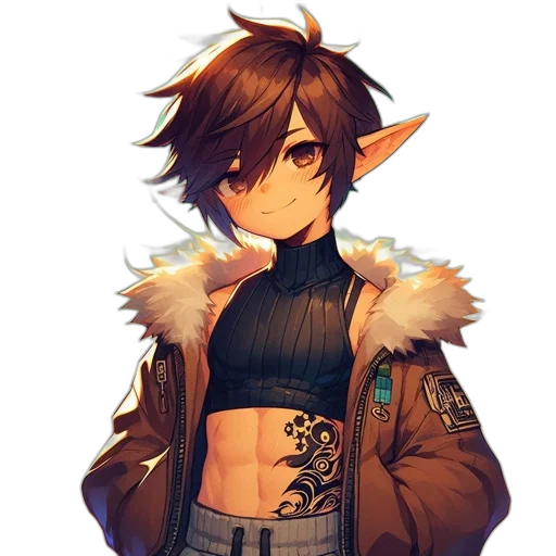 jacket, staff, dragon, fantasy art, pixel art, concept art, anime, dark transparent PNG cut-out
