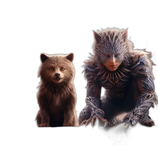 animal, creature, concept art, fantasy art, 3d render, photorealistic, two, figures transparent PNG cut-out