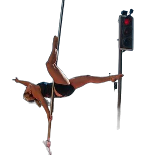 staff, woman, black, swimsuit, performs, pole, dance, pink transparent PNG cut-out