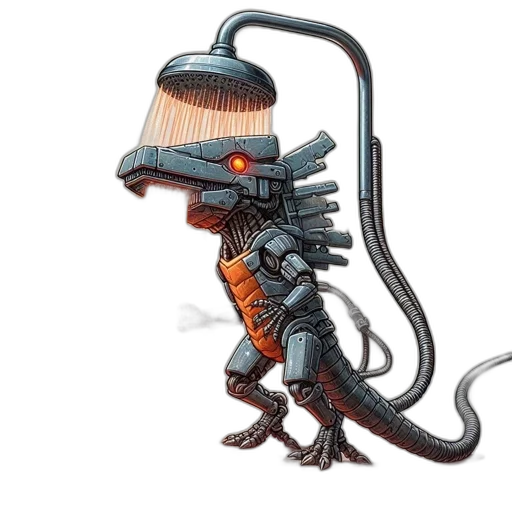 staff, creature, dragon, robot, concept art, 3d render, fantasy art, cyberpunk transparent PNG cut-out