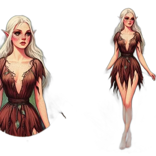 dress, fantasy art, concept art, comic book art, pixel art, earth tones, dark, green transparent PNG cut-out