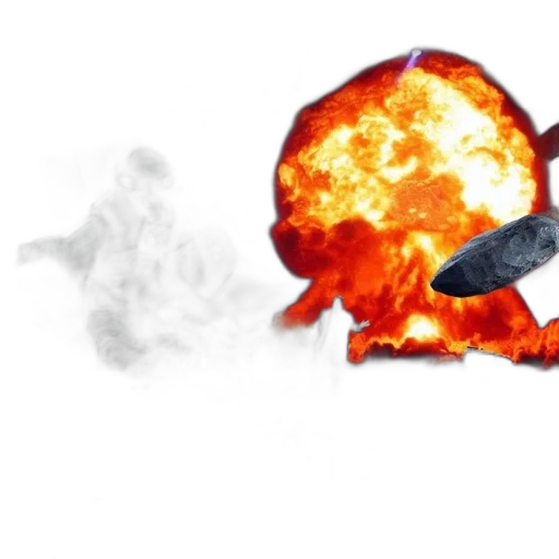 jacket, shoes, weapon, hat, concept art, photorealistic, 3d render, fire transparent PNG cut-out